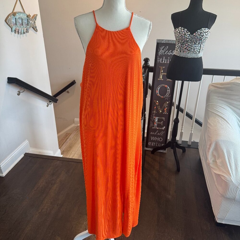 Summer Orange Dress with mini slit